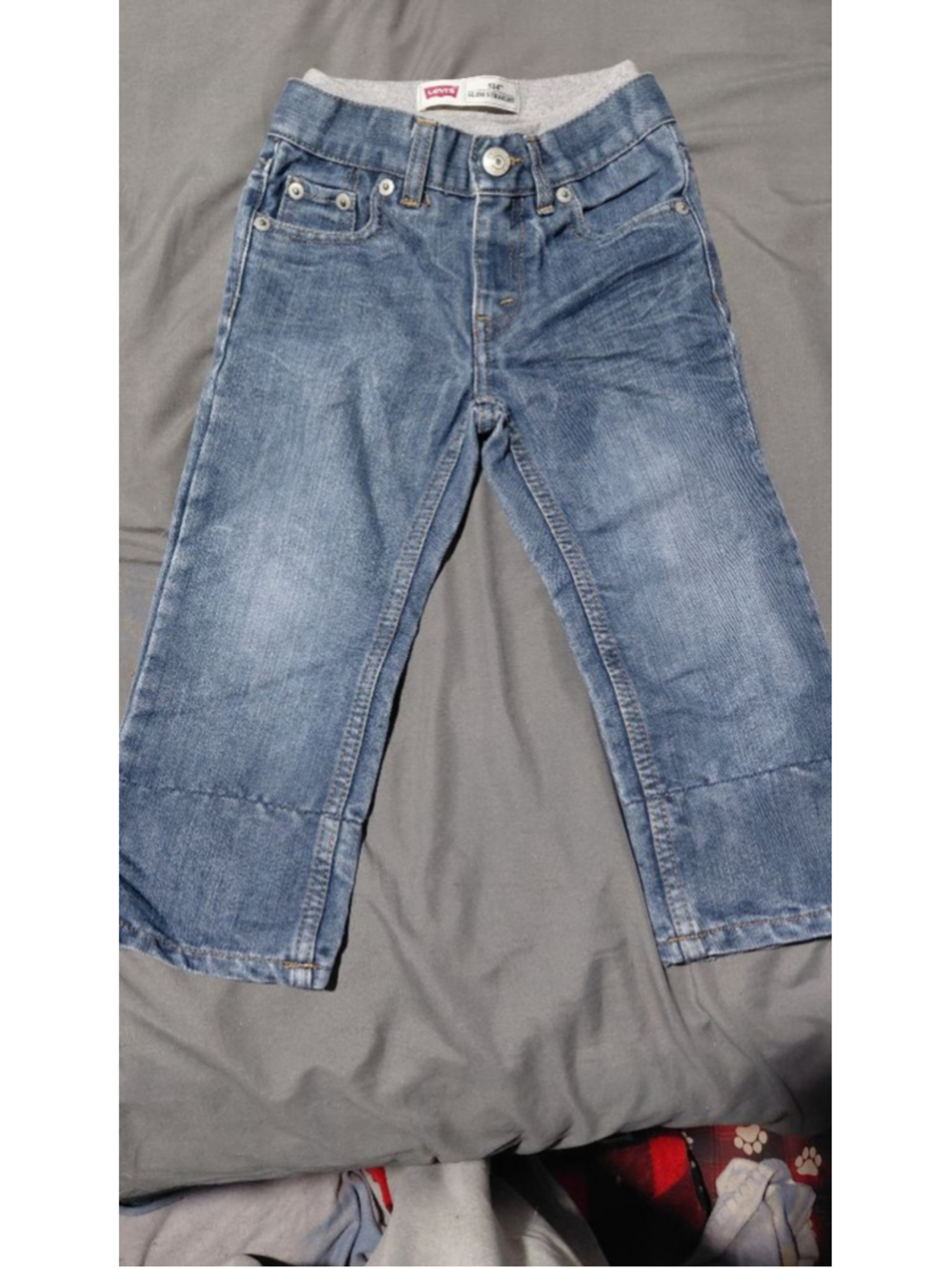 Boys Levi's Blue Slim Straight Jeans 3T with Gray Waistband